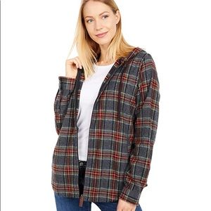 LL Bean Scotch Plaid Flannel zip-up hoodie